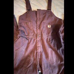 Carhartt Purple Insulated WR027 Double Knee Carpenter Bib Overalls Womens 18x32